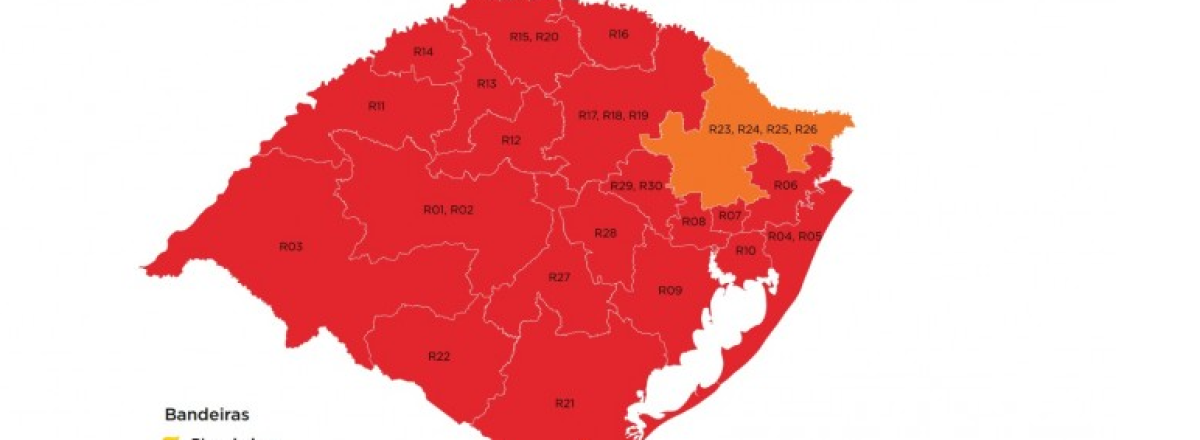 Covid-19: Mapa preliminar fica com 20 regiões em vermelho no RS