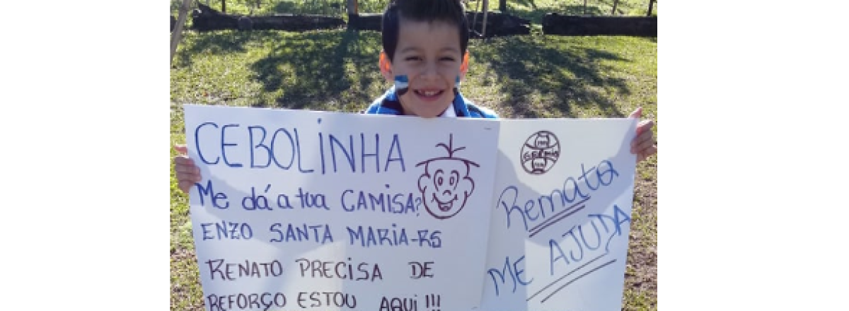 Fã de Cebolinha, menino santa-mariense quer camiseta do ídolo gremista